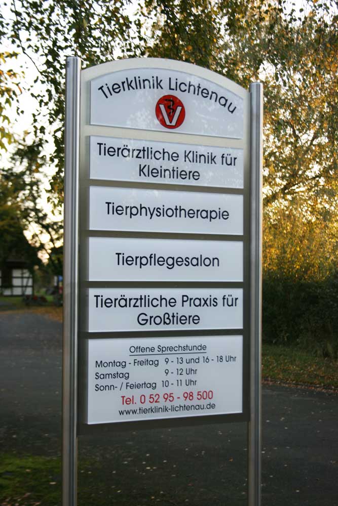 Edelstahl-Schildständer - Typ ESR-H-V2A-Plexi-Tier-Knoop