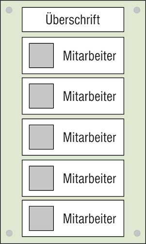 Mitarbeiter-Display - 300 x 500 mm - Überschrift + 5 Mitarbeiter