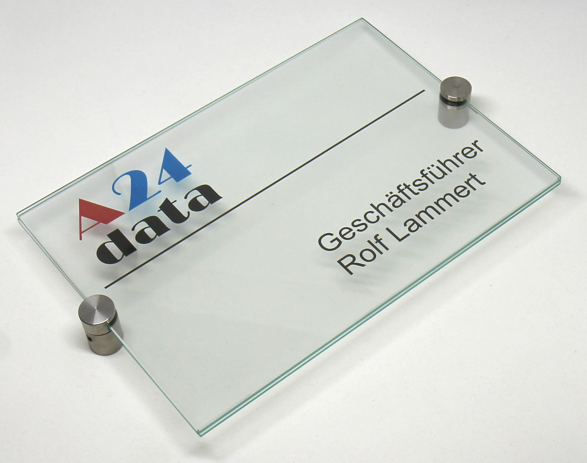 Glas-Türschild INOXO-K - 210 x 149 mm A5 (hoch oder quer)