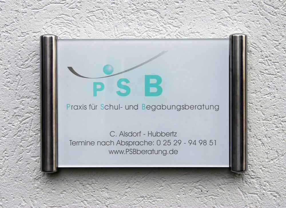 Rechteck Acrylglasschild 8 mm Typ Beta-ESR - auf Edelstahl-Konstruktion