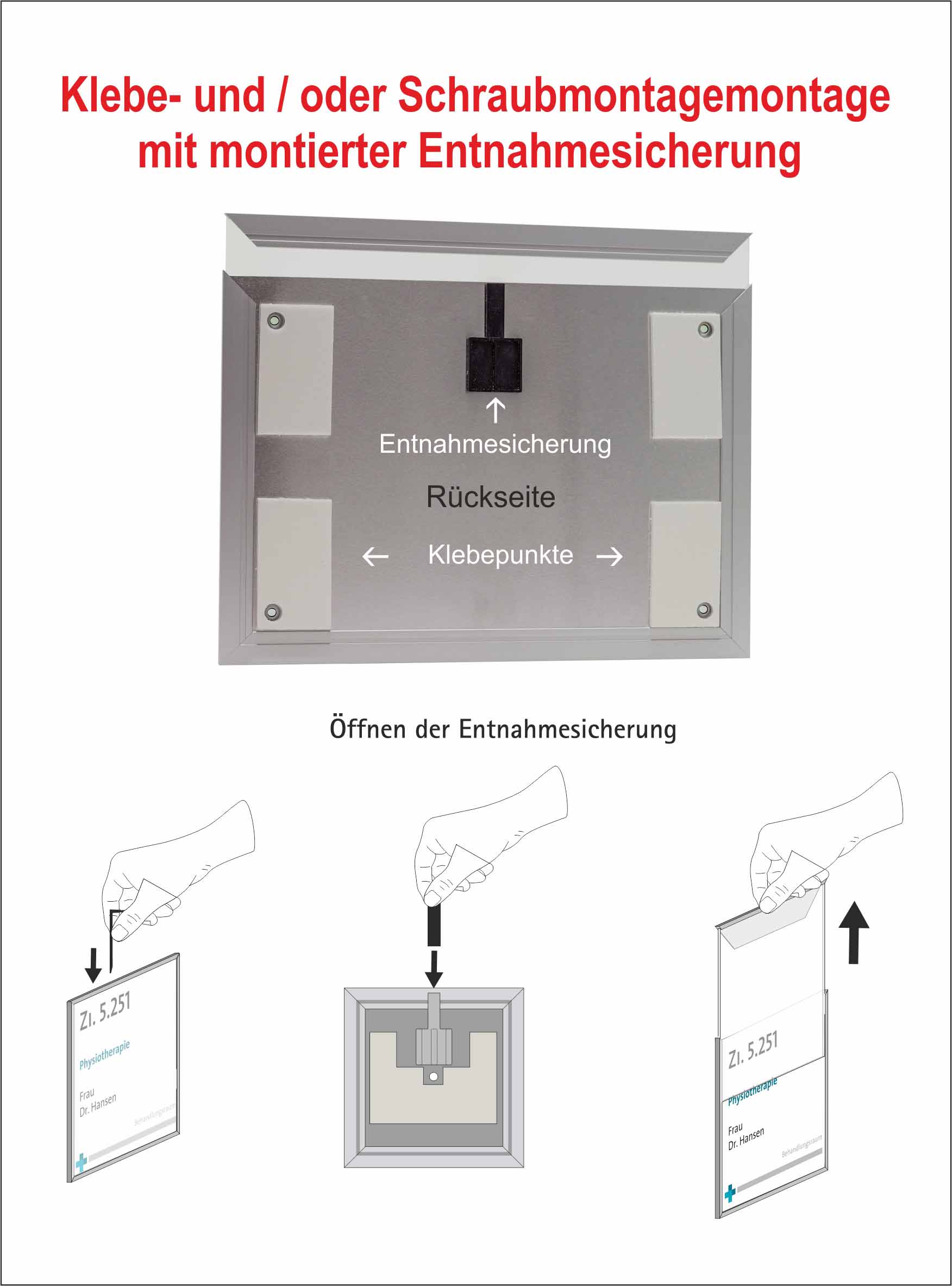 Türschild MADRID Silver Line - 150,5 x 299,5 mm - - entnahmesicher -
