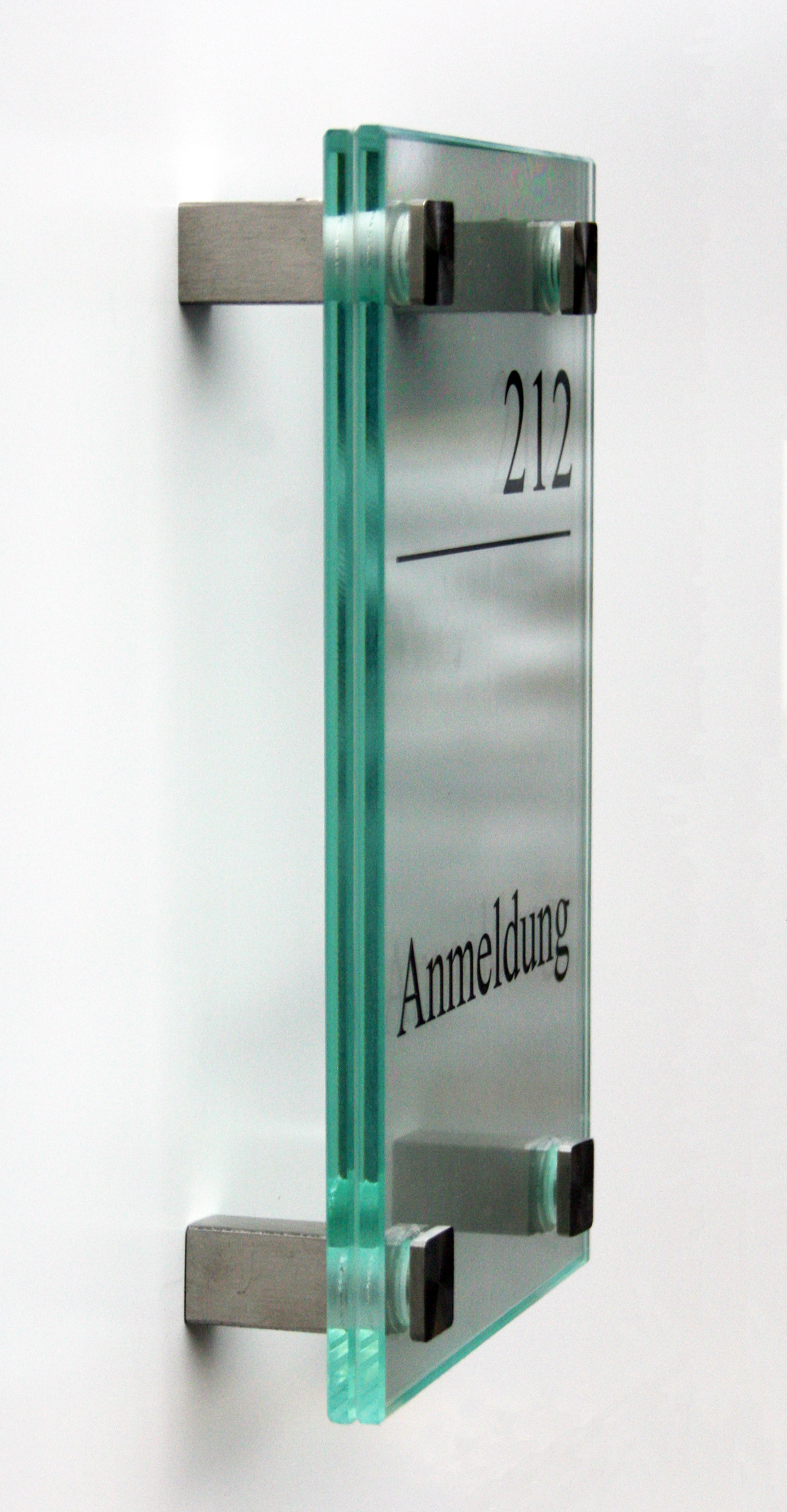 Glas-Türschild INOFIX-Q - 120 x 180 mm (hoch oder quer)