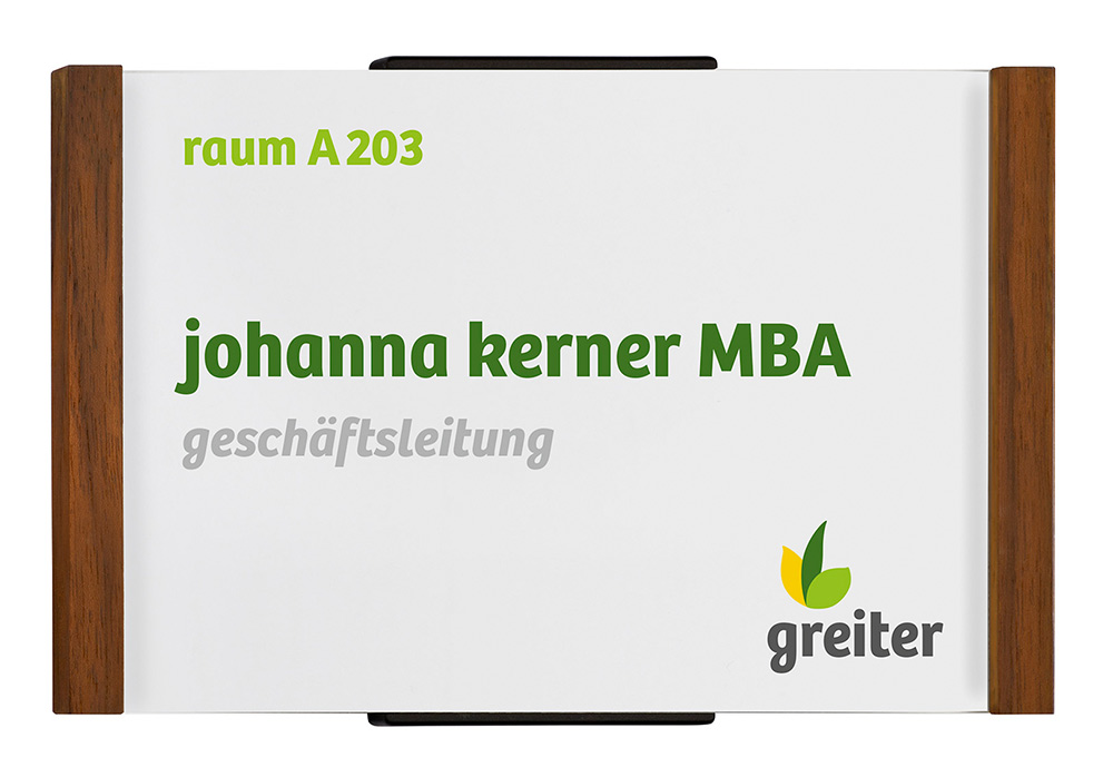 Türschild LMH OSLO Nussbaum - 160 x 103 mm (BxH) A6 quer