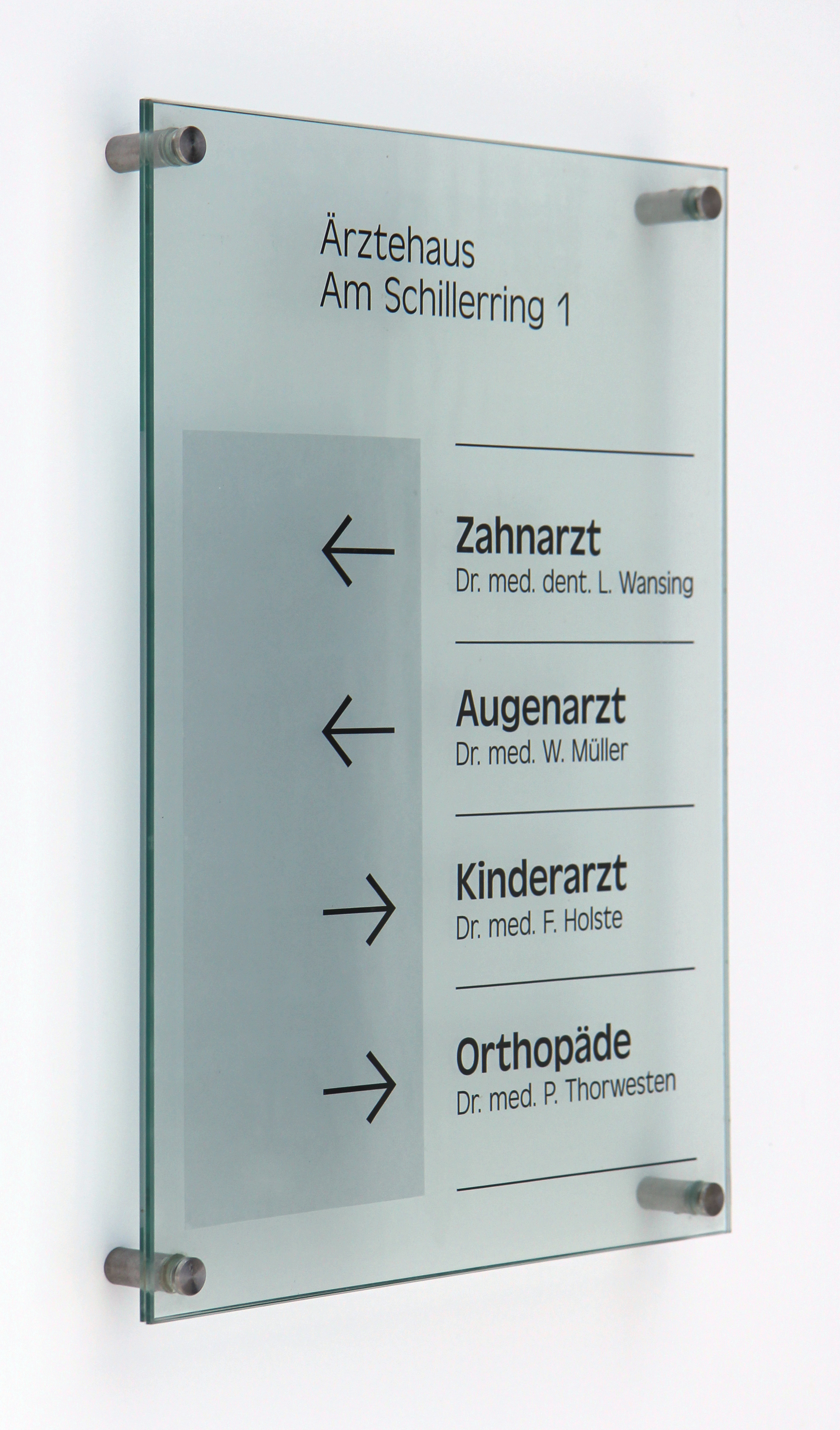 Glas-Türschild KRISTALLUM-R - 210 x 297 mm, A4 (hoch oder quer)