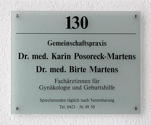 Echtglas-Schild (ESG) - 8 mm Typ Kristallum-satiniert