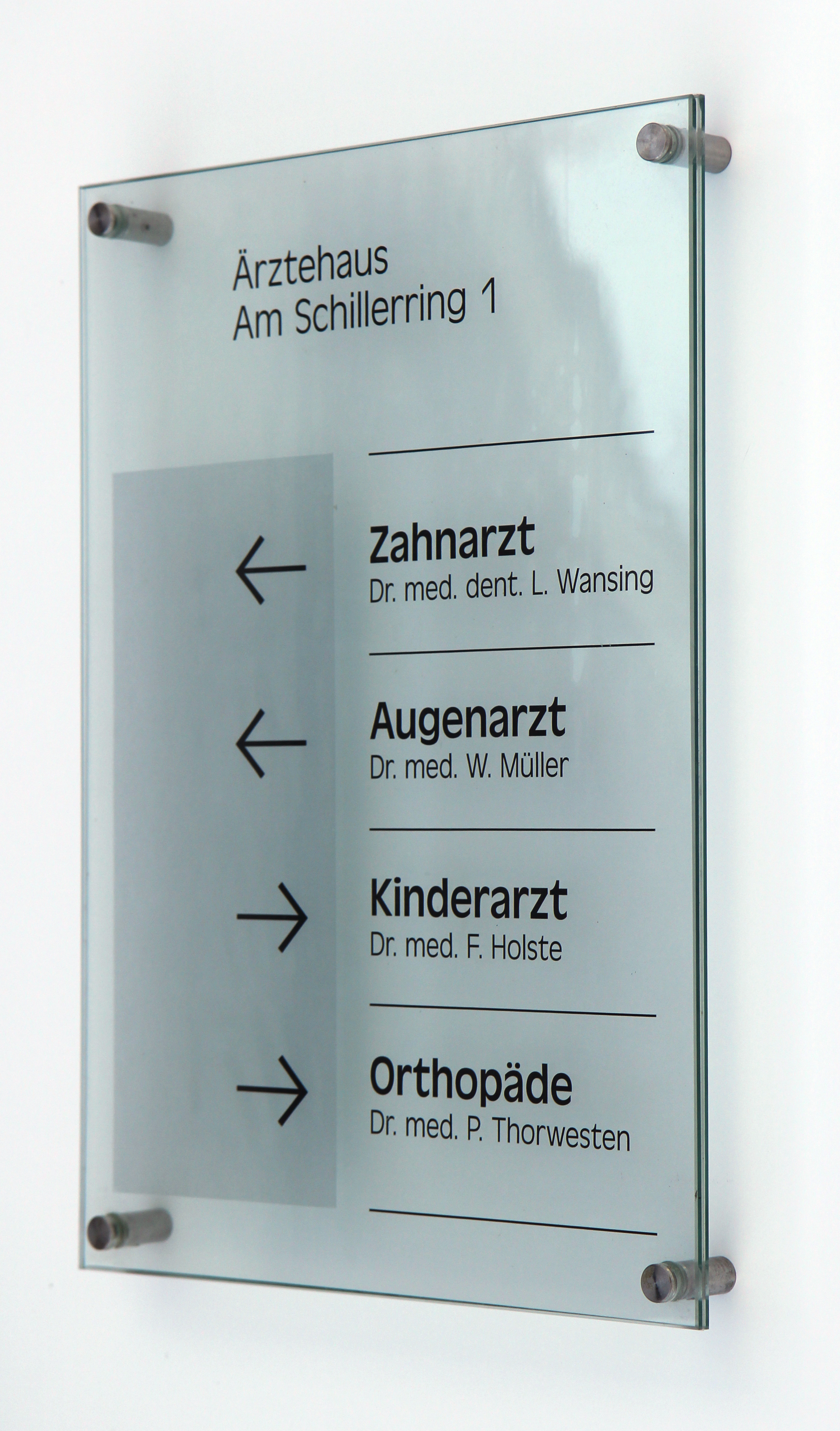 Glas-Türschild KRISTALLUM-R - 210 x 297 mm, A4 (hoch oder quer)