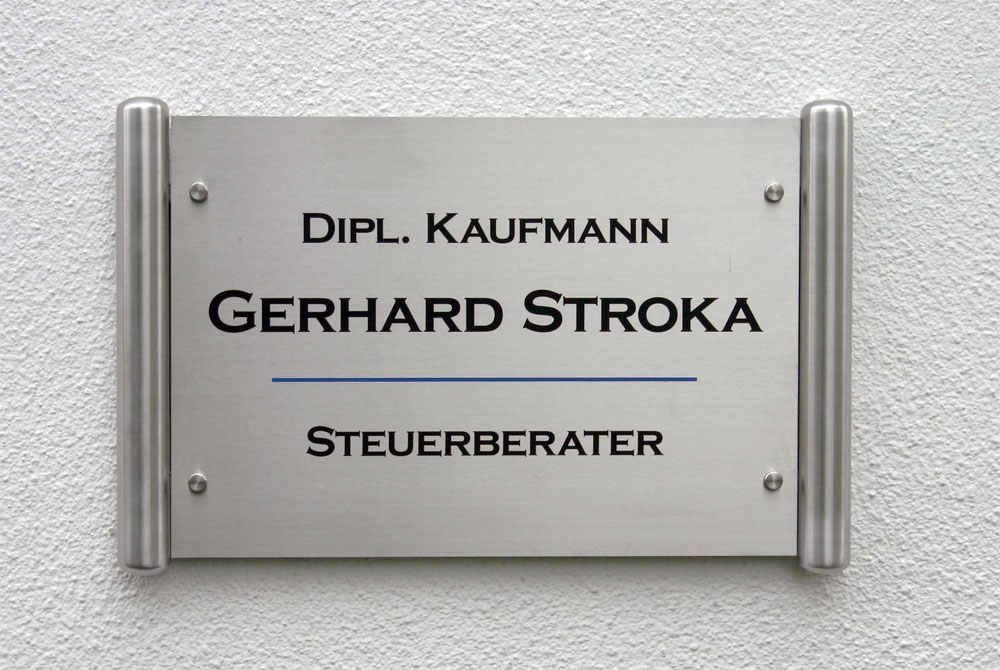 Rechteck Edelstahl-Schild 2 mm Typ Quadro-ESR - auf Edelstahl-Konstruktion