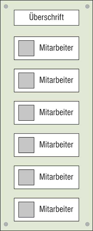 Mitarbeiter-Display - 300 x 750 mm - Überschrift + 6 Mitarbeiter