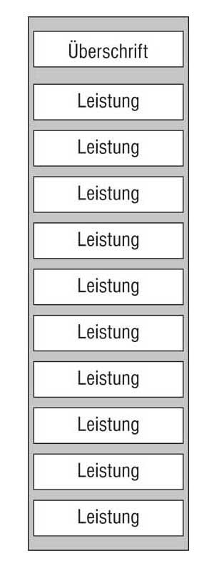 Leistungs-Tafel - 225 x 750 mm - Überschrift + 10 Titel