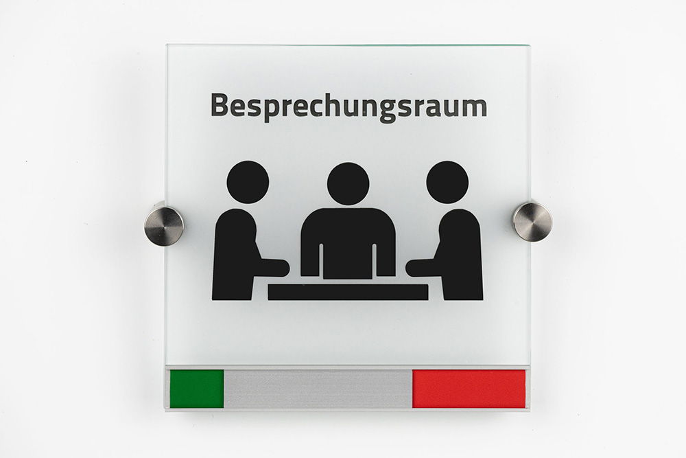 Glas-Türschild INOXO-K - Frei-Besetzt-Anzeige-149 x 149 mm