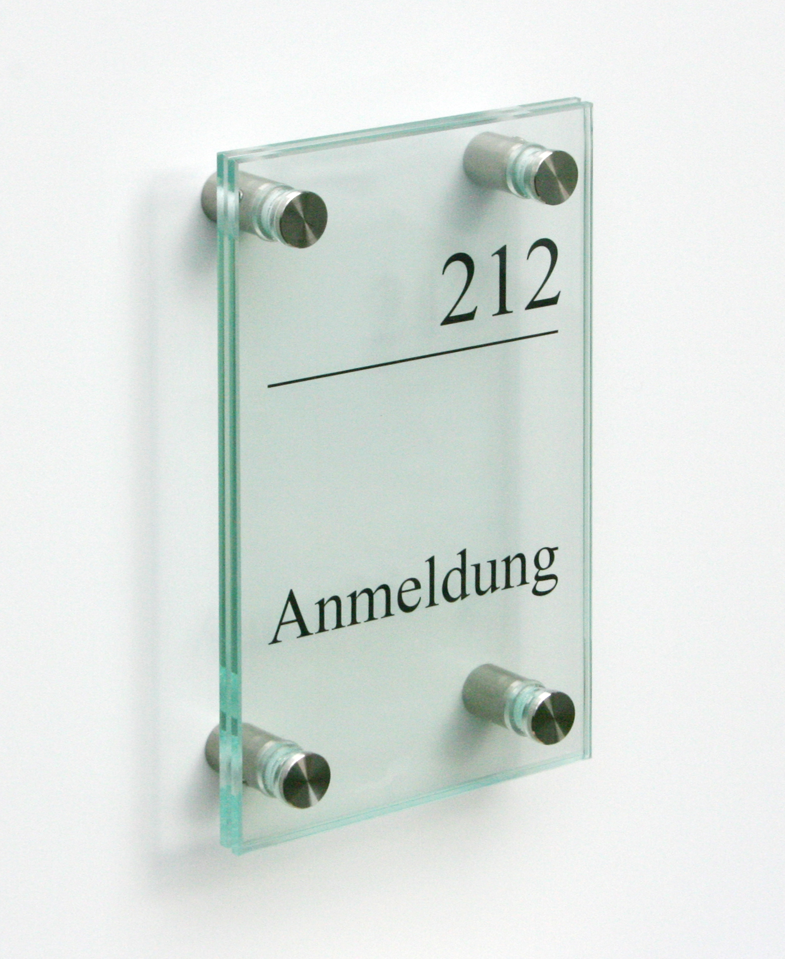 Glas-Türschild KRISTALLUM-R - 120 x 180 mm (hoch oder quer)