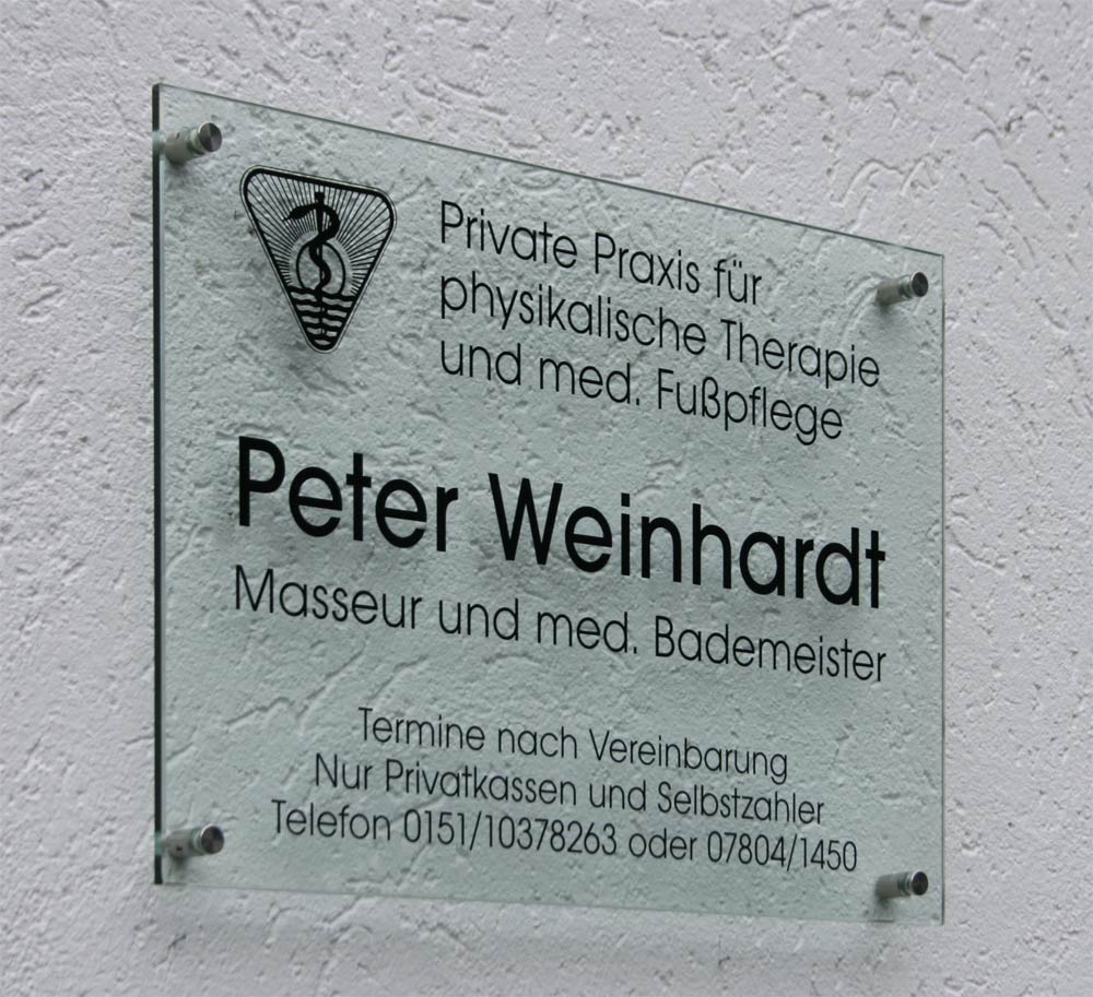 Echtglas-Schild (ESG) - 8 mm Typ Kristallum-klar
