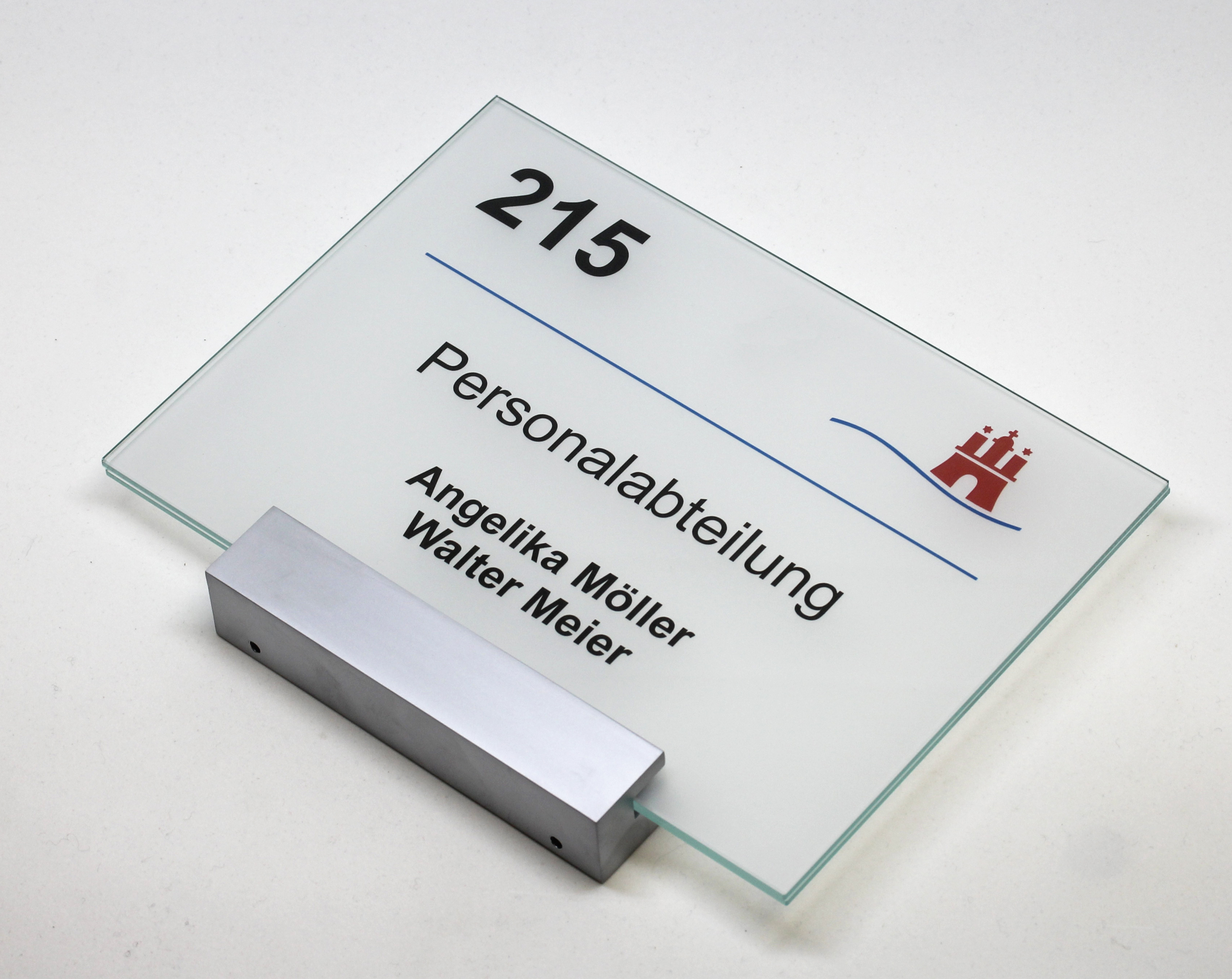 Glas-Türschild MONACO - 210 x 148 mm A5 quer