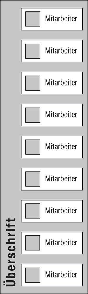 Mitarbeiter-Display - 300 x 1000 mm - Überschrift + 9 Mitarbeiter