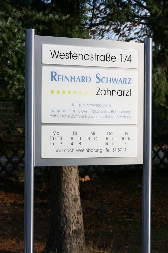 Edelstahl-Schildständer -  Typ ESR-H-V2A-Plexi-Schwarz