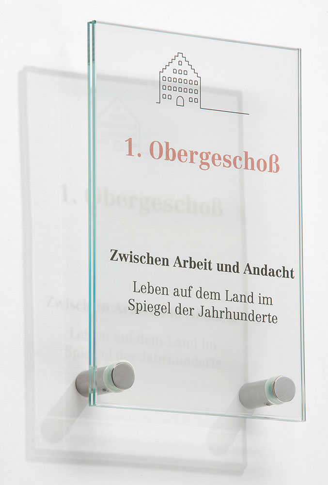 Glas-Türschild GALERIE - 130 x 200 mm mit 2 Halter