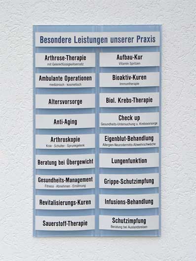 Leistungs-Tafel -  450 x 500 mm - Überschrift + 12 Titel