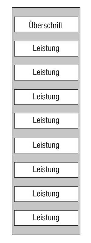 Leistungs-Tafel - 225 x 750 mm - Überschrift + 8 Titel