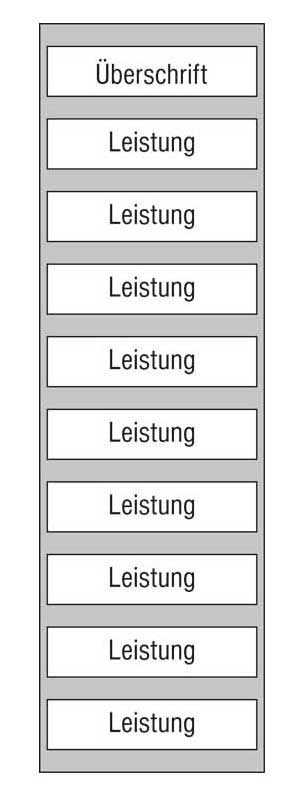 Leistungs-Tafel - 225 x 750 mm - Überschrift + 9 Titel
