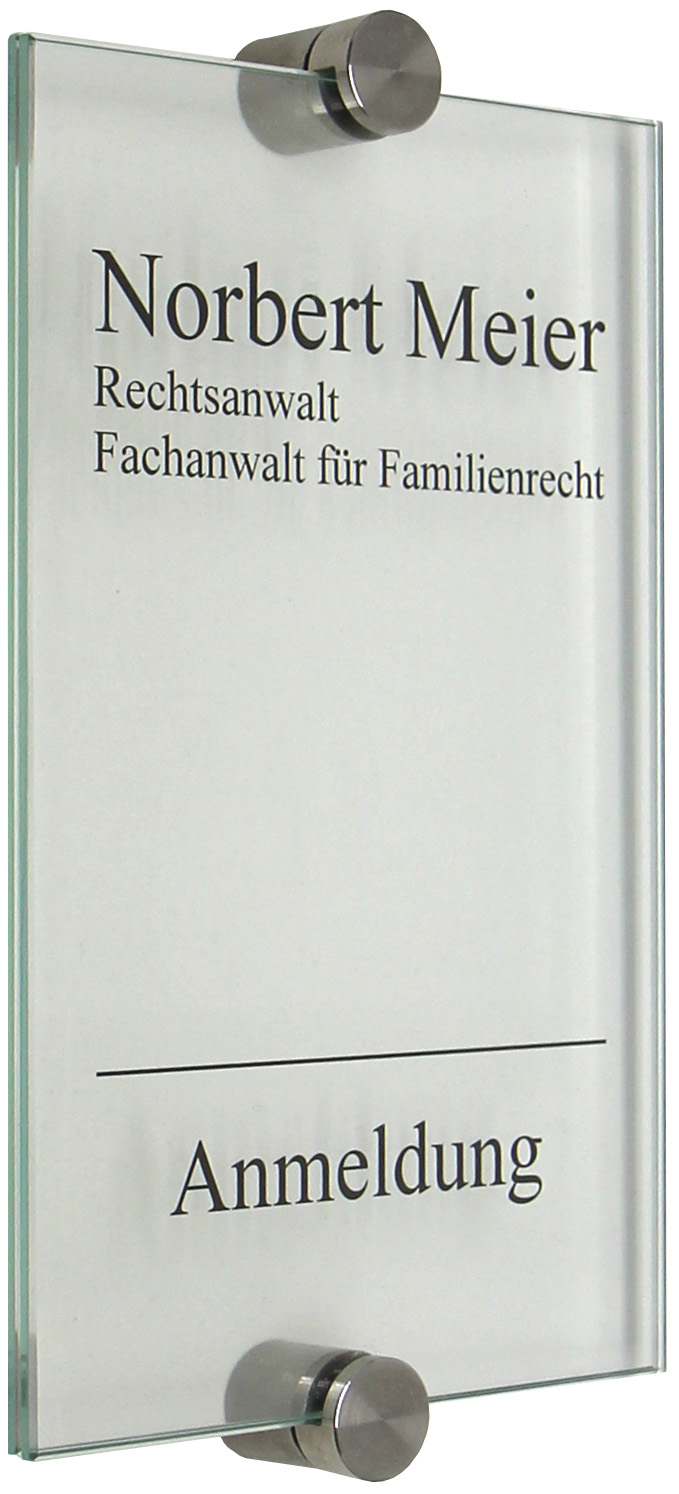 Glas-Türschild INOXO-K - 105 x 170 mm (hoch oder quer)