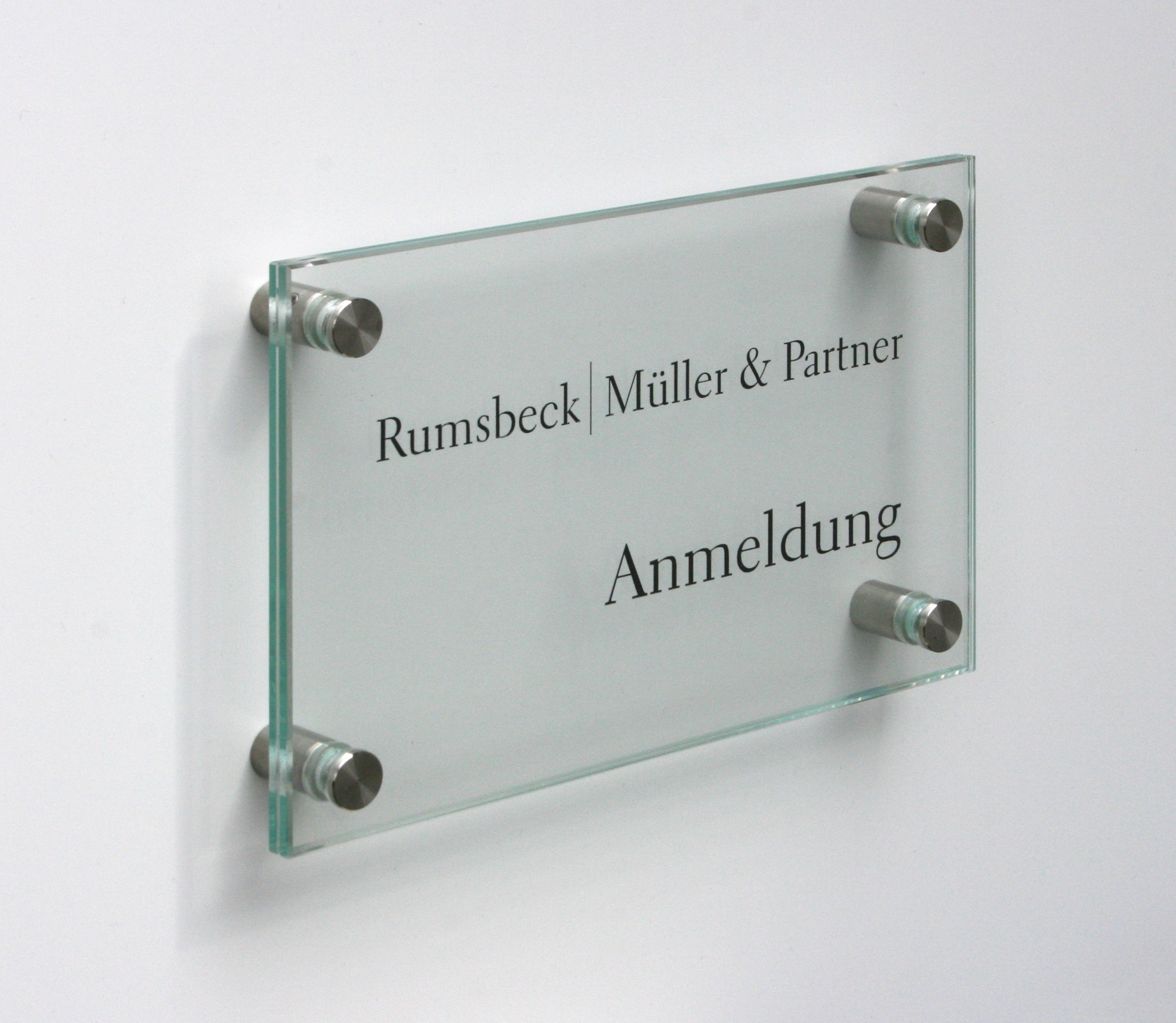 Glas-Türschild KRISTALLUM-R - 200 x 130 mm (hoch oder quer)