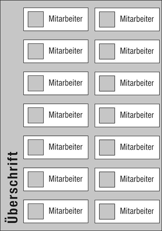 Mitarbeiter-Display - 525 x 750 mm - Überschrift + 14 Mitarbeiter