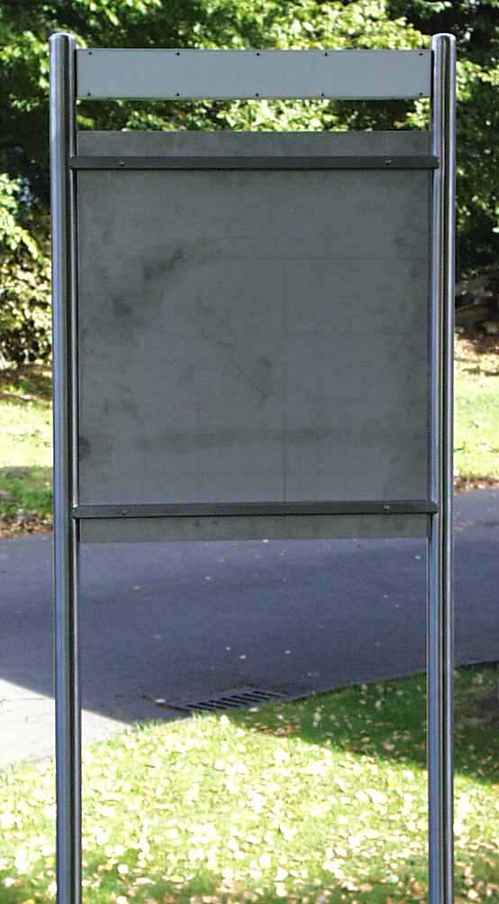Edelstahl-Schildständer - Typ ESR-H-BL-Plexi-Klos