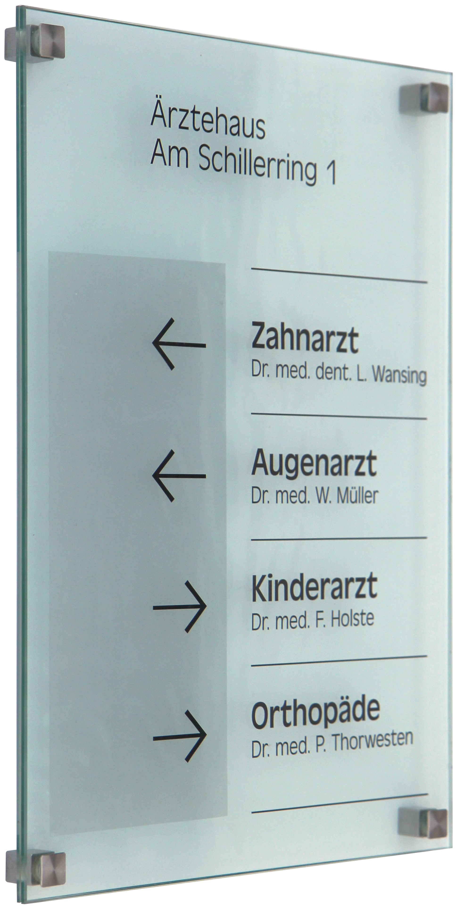 Glas-Türschild INOFIX-Q - 210 x 297 mm A4 (hoch oder quer)