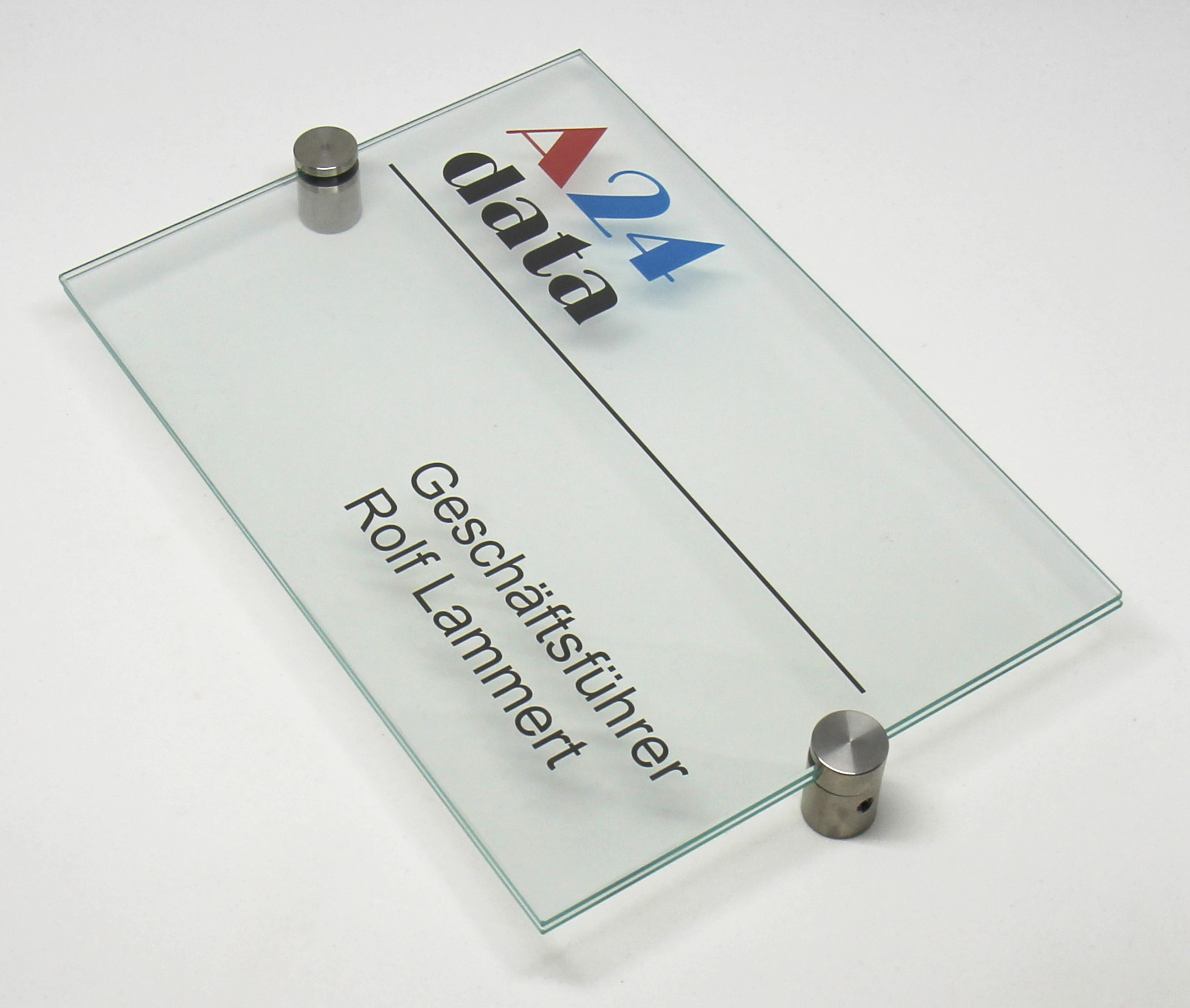 Glas-Türschild INOXO-K - 210 x 149 mm A5 (hoch oder quer)
