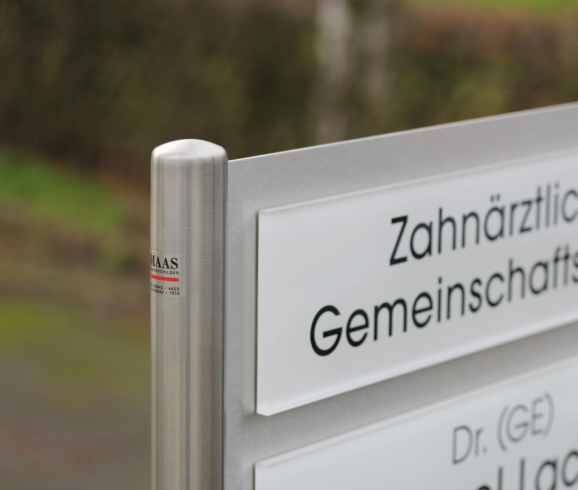 Edelstahl-Schildständer - Typ ESR-H-V2A-Plexi-Lachnit