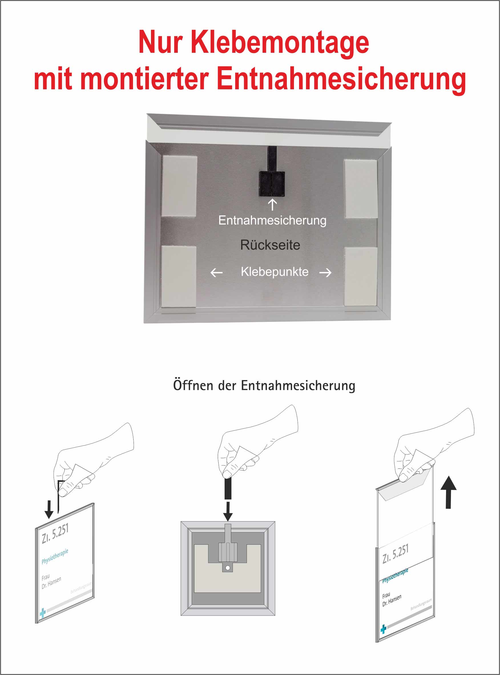 Türschild MADRID Silver Line - 105,5 x 150,5 mm A6 hoch - - entnahmesicher -