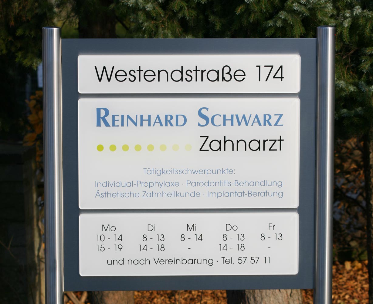 Edelstahl-Schildständer -  Typ ESR-H-V2A-Plexi-Schwarz