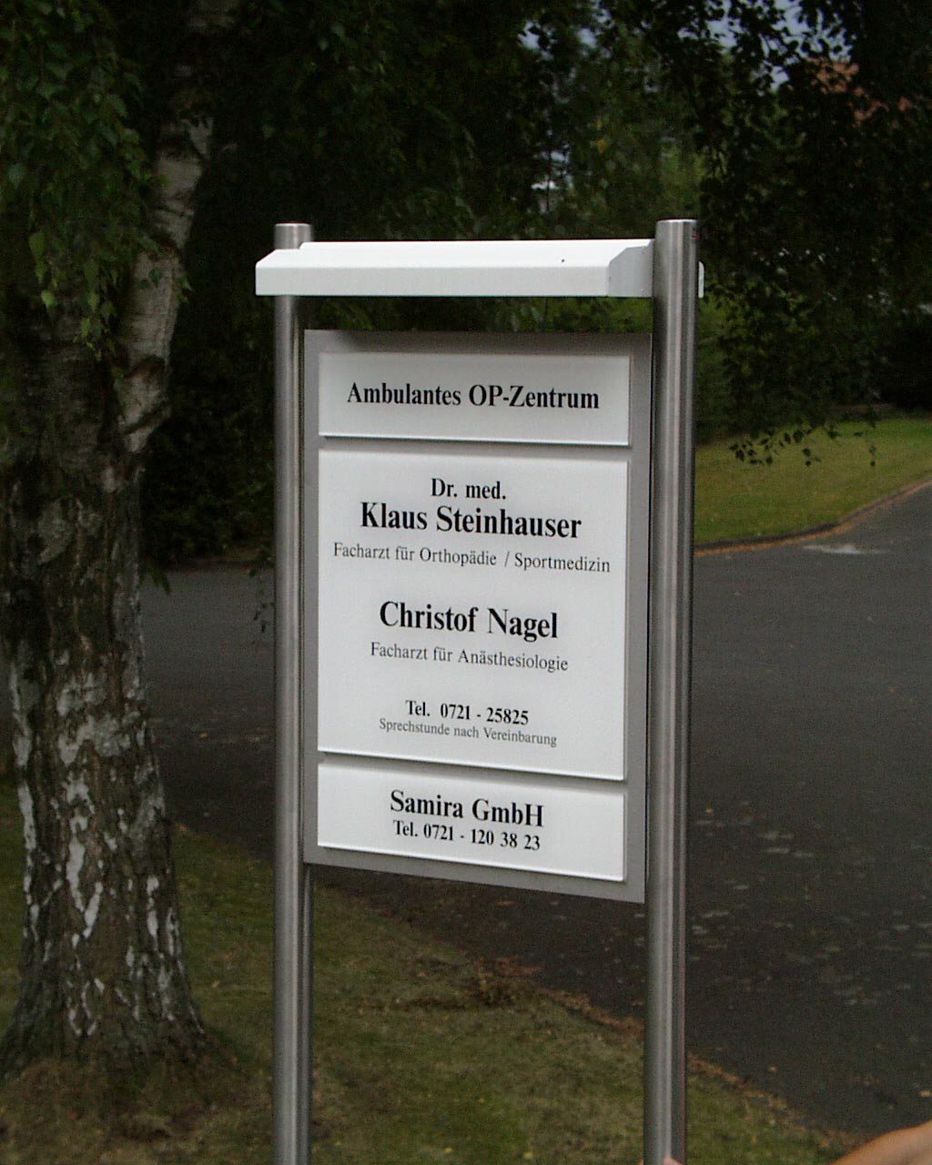 Edelstahl-Schildständer - Typ ESR-H-BL-Plexi-Steinhauser