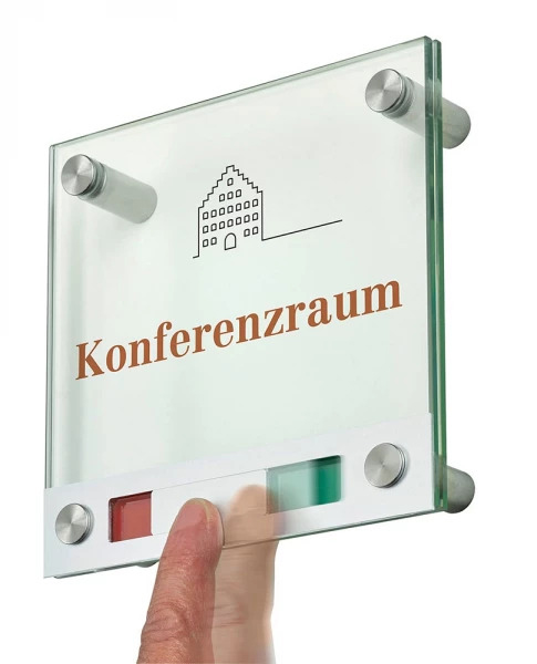 Glas-Türschild KRISTALLUM-R - Frei-Besetzt - 150 x 150 mm