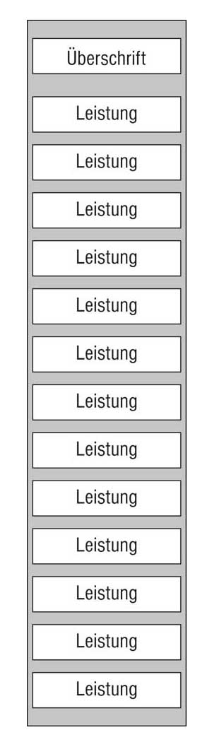 Leistungs-Tafel - 225 x 1000 mm - Überschrift + 13 Titel