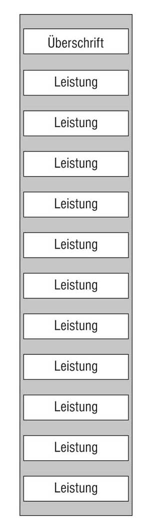 Leistungs-Tafel - 225 x 1000 mm - Überschrift + 11 Titel