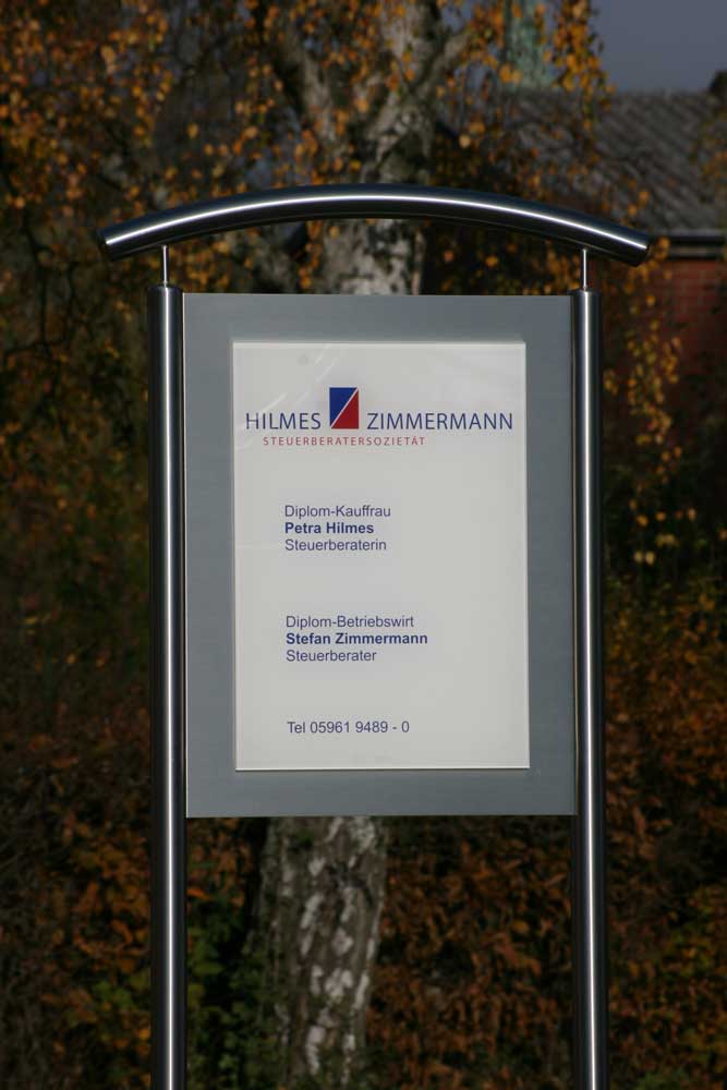 Edelstahl-Schildständer - Typ Halbbogen-V2A-Hilmes