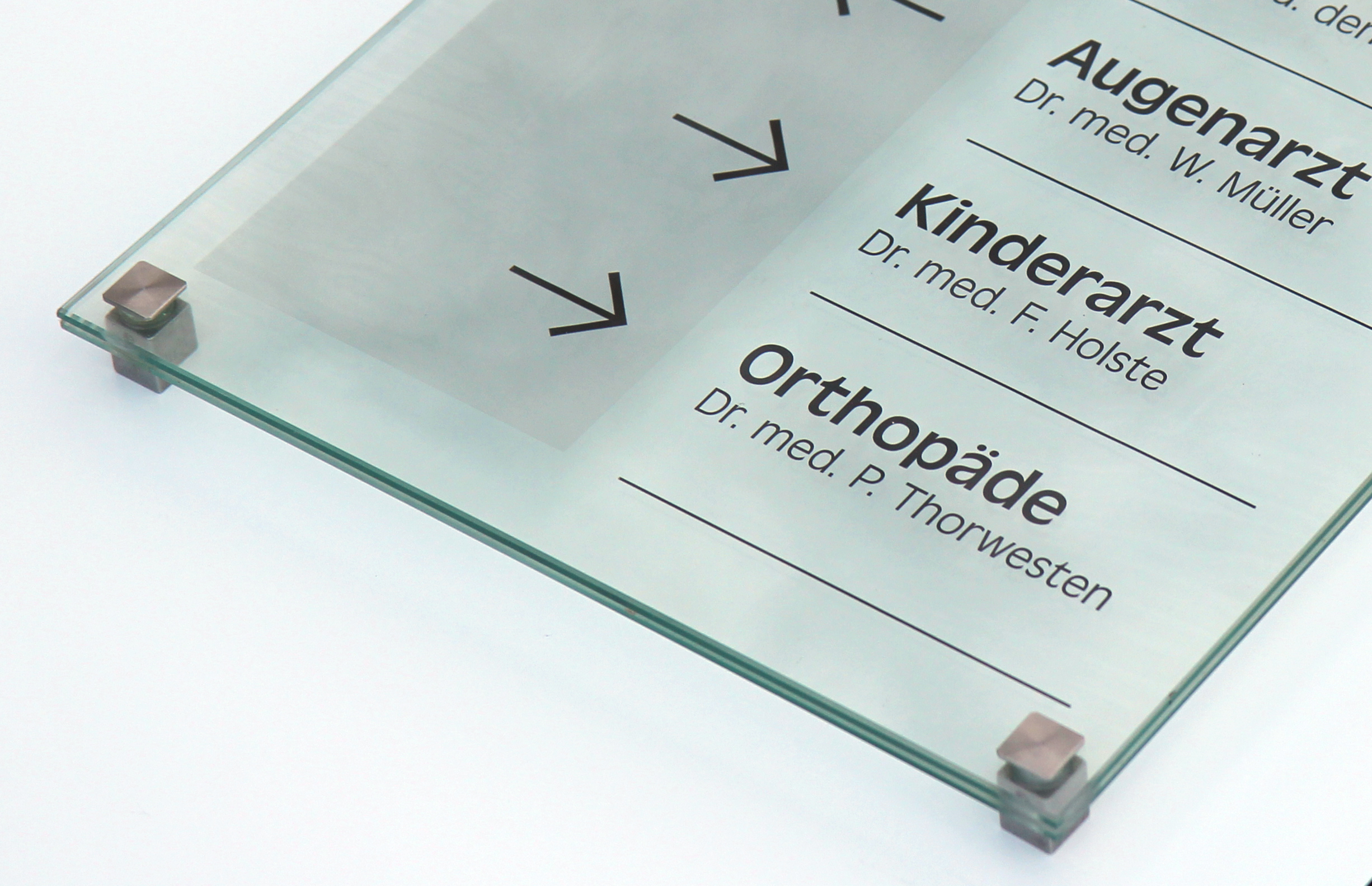 Glas-Türschild INOFIX-Q - 210 x 297 mm A4 (hoch oder quer)