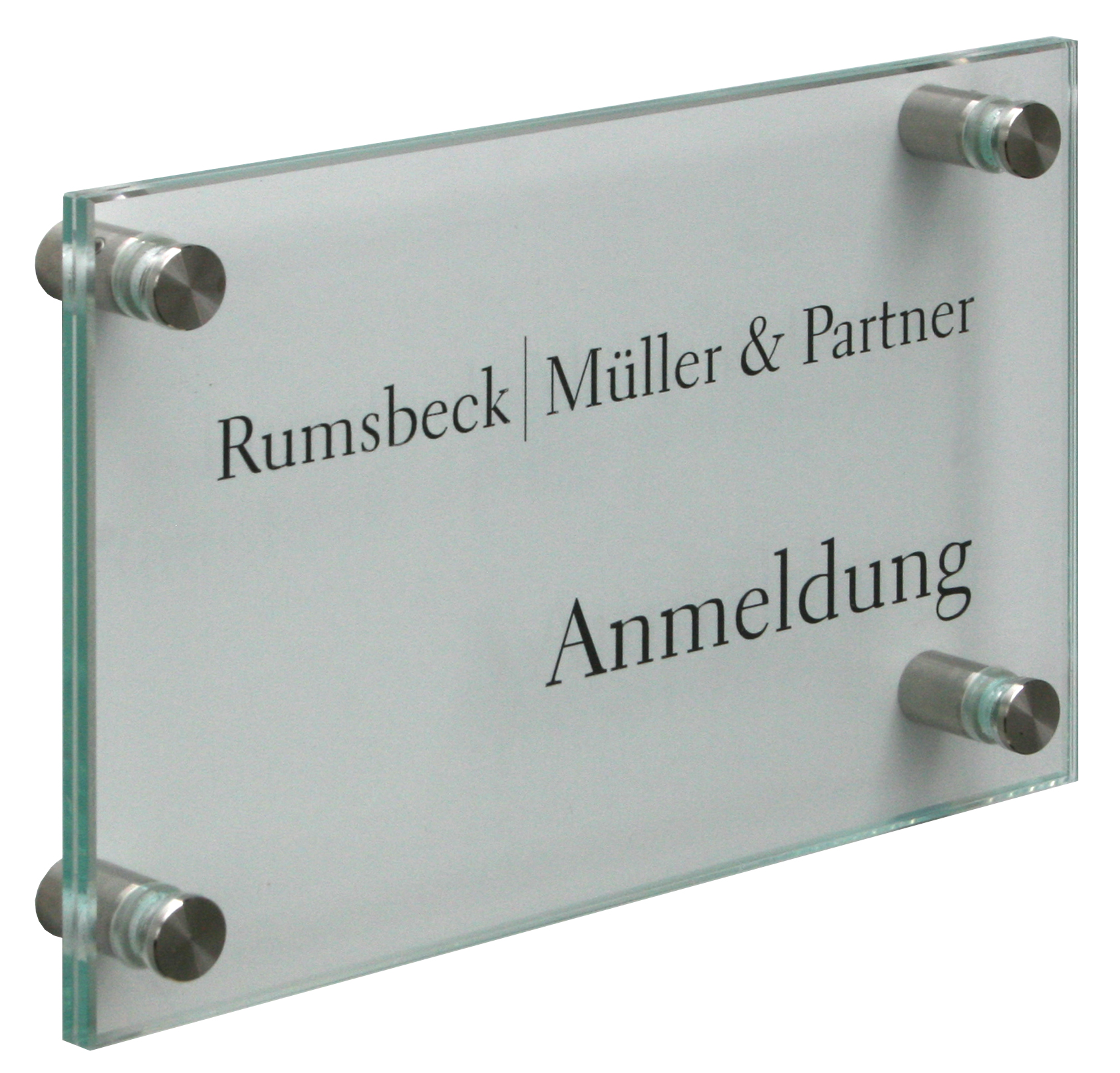 Glas-Türschild KRISTALLUM-R - 200 x 130 mm (hoch oder quer)