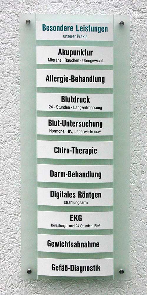 Leistungs-Tafel - 300 x 500 mm - Überschrift + 6 Titel