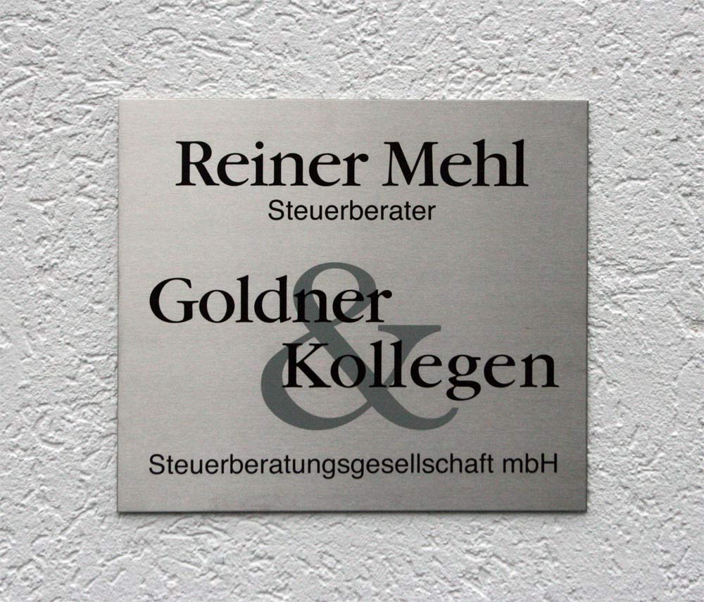 Rechteck Edelstahl-Schild - 2 mm Typ Quadro