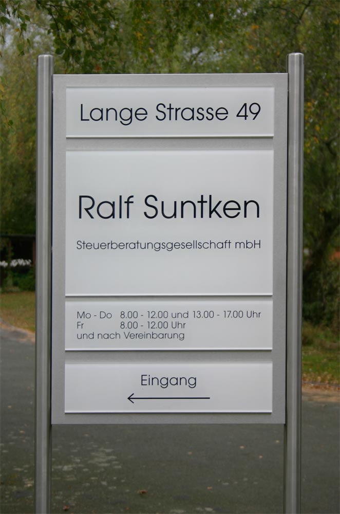 Edelstahl-Schildständer - Typ  ESR-H-V2A-Plexi-Suntken