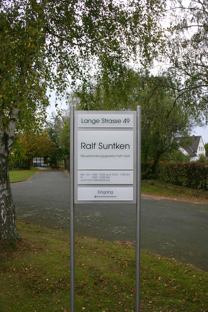 Edelstahl-Schildständer - Typ  ESR-H-V2A-Plexi-Suntken