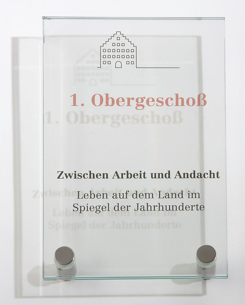 Glas-Türschild GALERIE - 130 x 200 mm mit 2 Halter