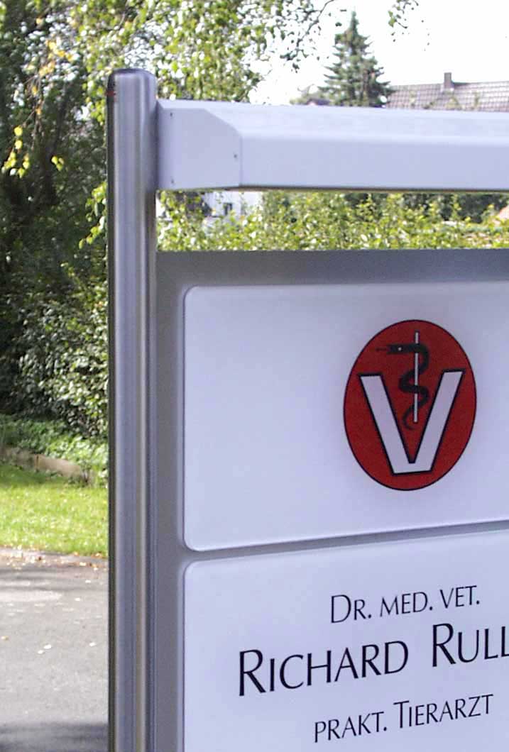 Edelstahl-Schildständer - Typ ESR-H-BL-Plexi-Rullof