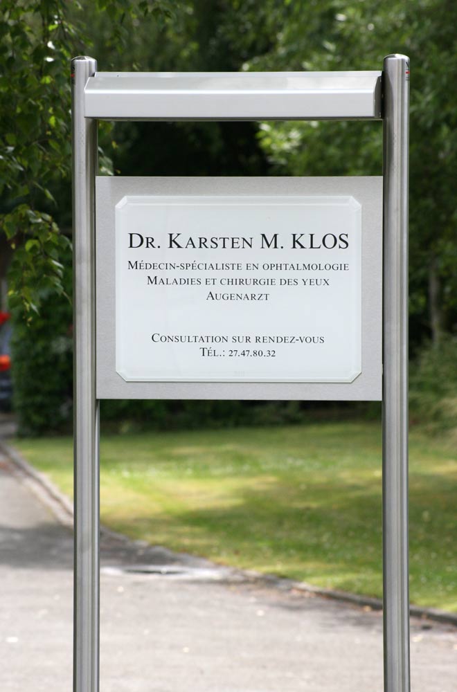 Edelstahl-Schildständer - Typ ESR-H-BL-Plexi-Klos