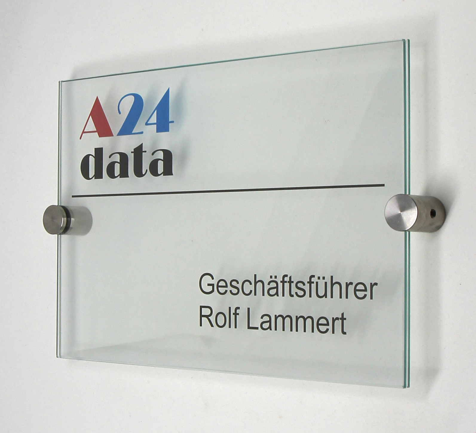 Glas-Türschild INOXO-K - 210 x 149 mm A5 (hoch oder quer)