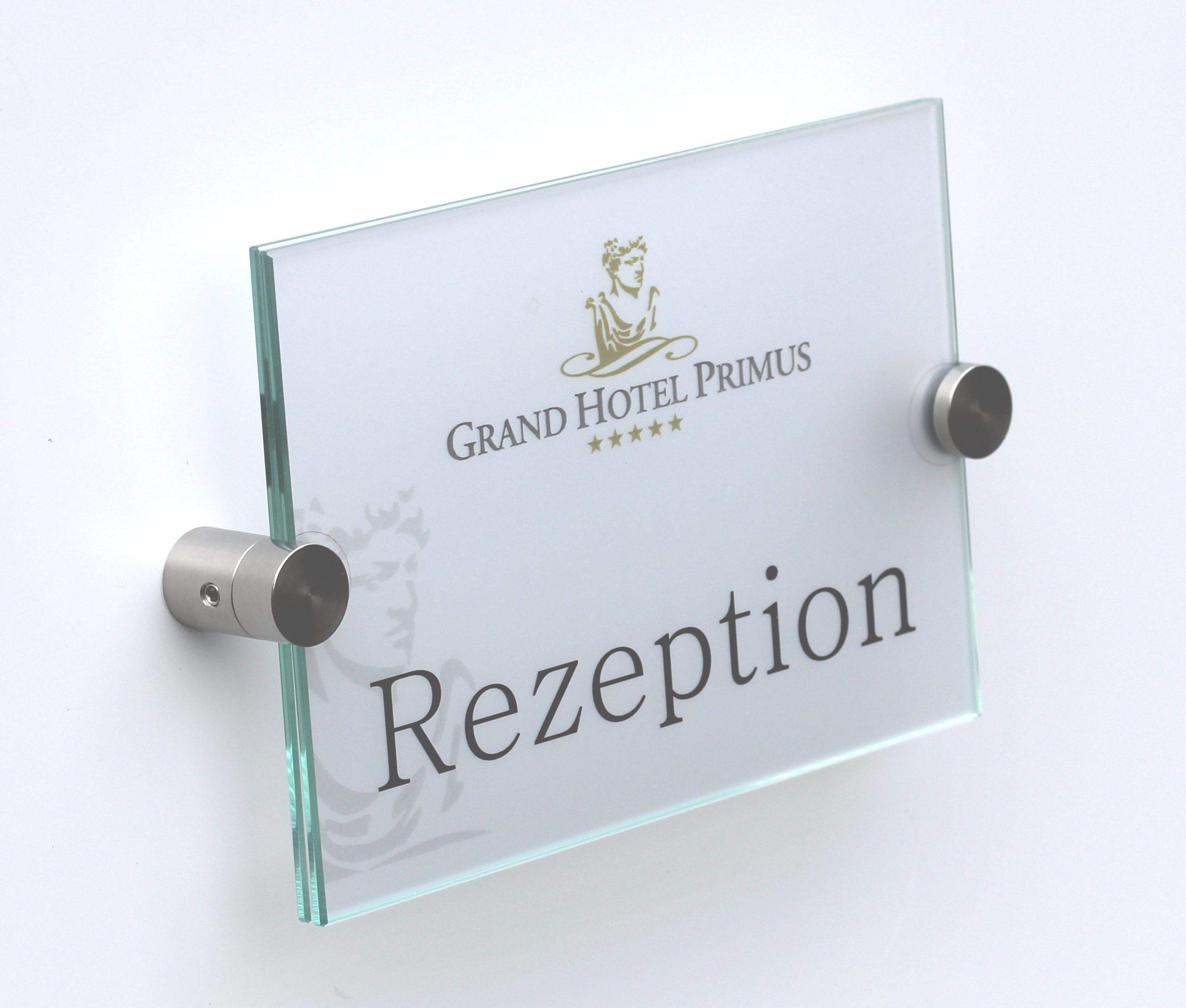 Glas-Türschild INOXO-K - 149 x 105 mm A6 (hoch oder quer)