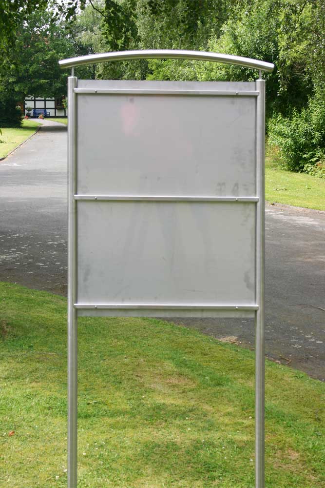 Edelstahl-Schildständer - Typ Halbbogen-V2A-Hipp