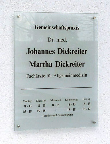 Echtglas-Schild (ESG) - 8 mm Typ Kristallum-satiniert